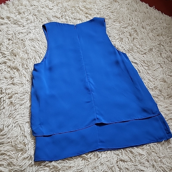 Women's Theory 100% Silk Blue Sleeves Tiered Flowy Blouse - M Medium - Picture 10 of 13